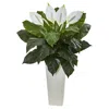 Homplanti Spathifyllum Artificial Plant In White Tower Planter 3'