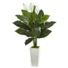 Homplanti Spathifyllum Artificial Plant In White Tower Planter 51"