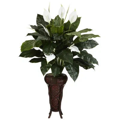 Homplanti Spathyfillium W/stand Silk Plant In Green