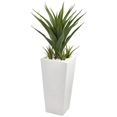 Homplanti Spiky Agave Artificial Plant In White Planter 40"