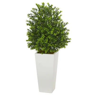 Homplanti Sweet Grass Artificial Plant In White Tower Planter (indoor/outdoor) In Blue