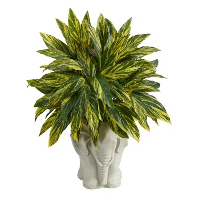 Homplanti Tradescantia Artificial Plant In White Elephant Shaped Planter (real Touch) 25"