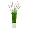 Homplanti Wheat Grass Artificial Plant In White Metal Planter 64"