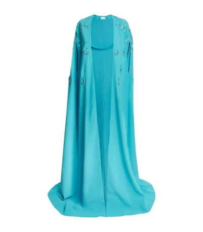 Honayda Embroidered Cape In Blue