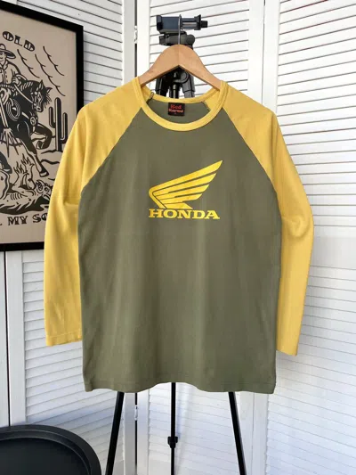 Pre-owned Honda X Racing Vintage Honda Racing Y2k Khaki Long Sleeve In Green/yellow
