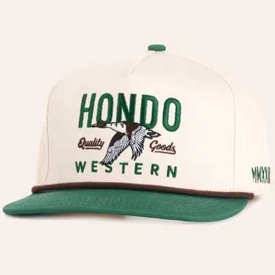 Hondo Hat Co Hondo Bone & Green Duck Embroidered Curved Bill Cap In Multi