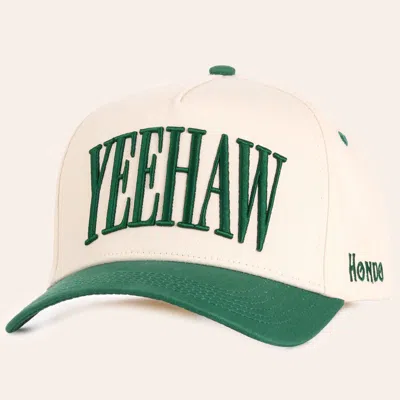 Hondo Hat Co Hondo Bone & Green Yeehaw Curved Bill Cap In Brown