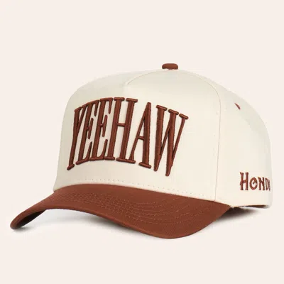 Hondo Hat Co Hondo Cream & Brown Saddle Yeehaw Curved Bill Cap In Multi