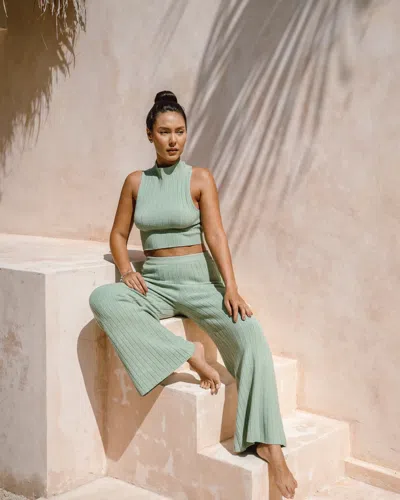 Honest The Label Womens Wide Leg Trousers In Mint Green