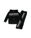 Honest Baby Unisex Cozy Velour Zip Front Hoodie & Sweatpants Set - Baby In Black With Stripe