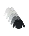 Honest Baby Unisex Long Sleeve Waffle Henley Shirt, Pack Of 5 - Baby In Black Ombre