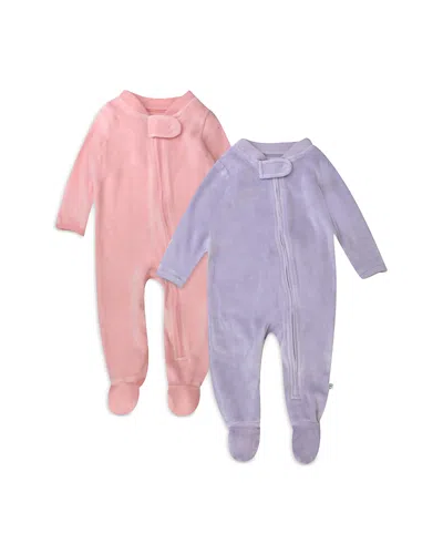 Honest Baby Unisex Velour Footie, Set Of 2 - Baby In Light Pink  Lavendar