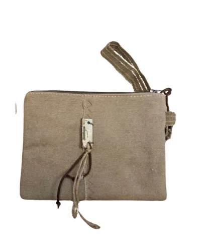 Honey And Me Fabric Clutch In Green/brown In Multi