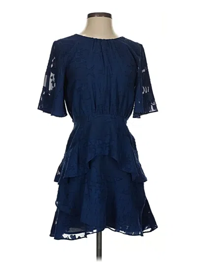 Pre-owned Honey Belle 3/4 Sleeve Top Blue Ruffles Neckline Tops