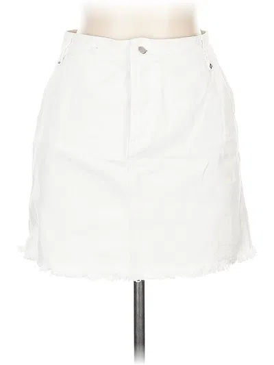 Pre-owned Honey Belle Denim Skirt In White