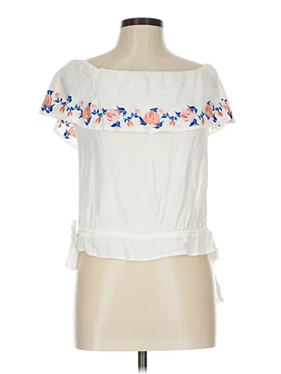 Pre-owned Honey Belle Short Sleeve Blouse In White