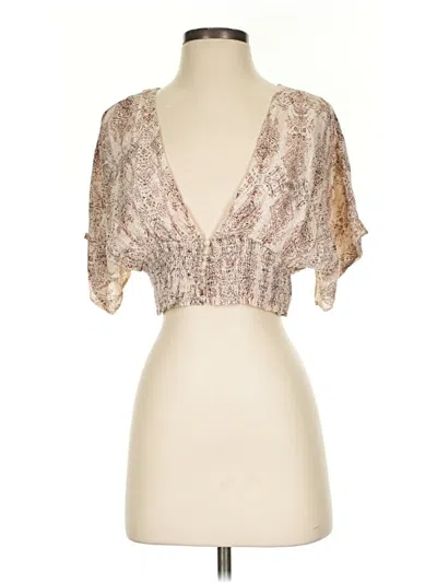Pre-owned Honey Belle Tank Top Tan Plunge Neckline Tops
