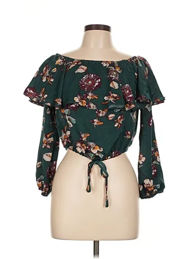 Pre-owned Honey Belle Tube Top Green Off The Shoulder Neckline Tops