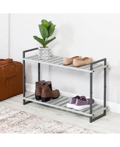 Honey Can Do 2-tier Tubular Metal Shoe Rack In Grey