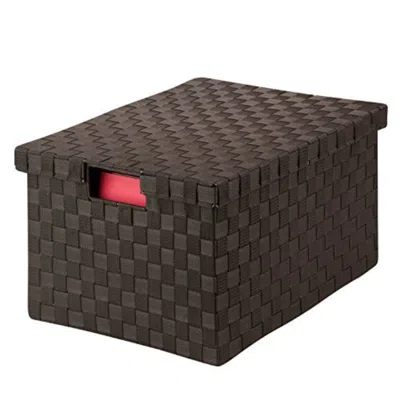 Honey Can Do Honey-can-do Double Woven File Box With Lid And Handles In Black