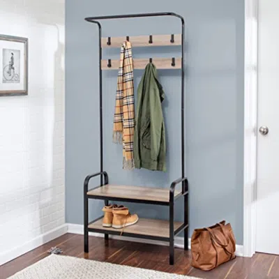 Honey Can Do Honey-can-do Entryway Bench With Coat Hooks And Shoe Storage In Multi