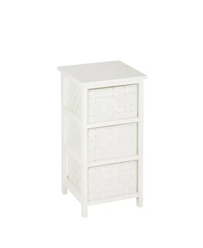 Honey Can Do Wooden Frame Woven Fabric Small Storage Cabinet Drawers In White