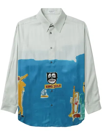 Honey Fucking Dijon Graphic-print Long-sleeve Shirt In Blau