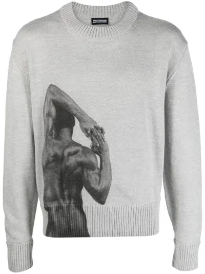 Honey Fucking Dijon Intarsia-knit Wool-blend Jumper In Grey