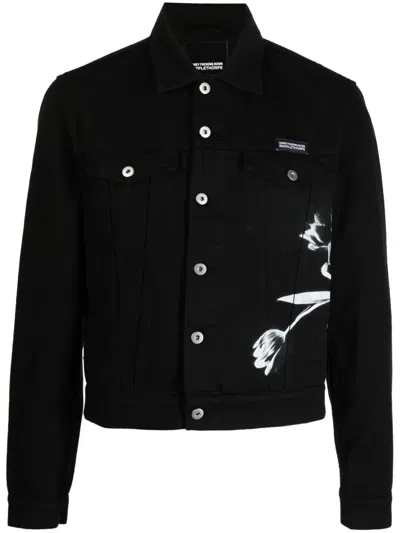 Honey Fucking Dijon Logo-patch Cotton Jacket In Black