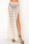 Honey Mango Dahlia Sheer Lace Skirt In Cream In White