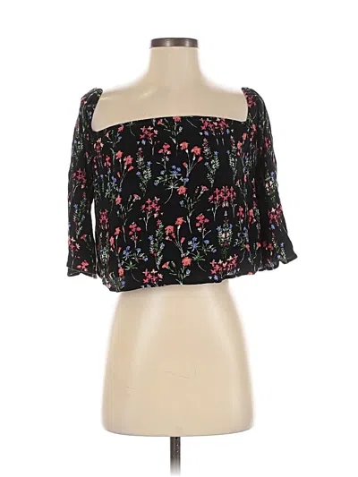Pre-owned Honey Punch 3/4 Sleeve Blouse In Black