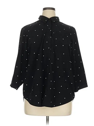 Pre-owned Honey Punch 3/4 Sleeve Blouse In Black