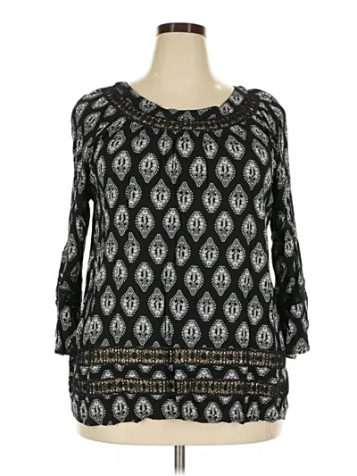 Pre-owned Honey Punch 3/4 Sleeve Blouse In Black
