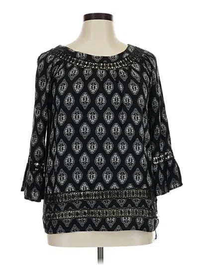 Pre-owned Honey Punch 3/4 Sleeve Blouse In Black