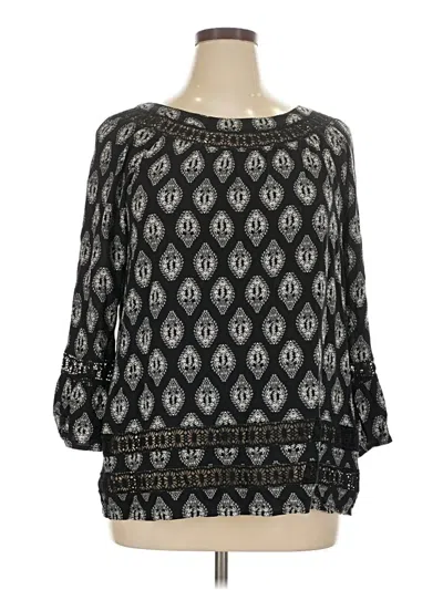 Pre-owned Honey Punch 3/4 Sleeve Blouse In Black