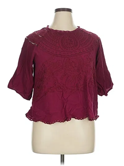 Pre-owned Honey Punch 3/4 Sleeve Blouse In Burgundy