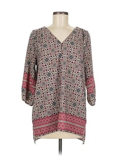 Pre-owned Honey Punch 3/4 Sleeve Blouse In Gray