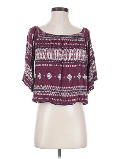 Pre-owned Honey Punch 3/4 Sleeve Blouse In Purple