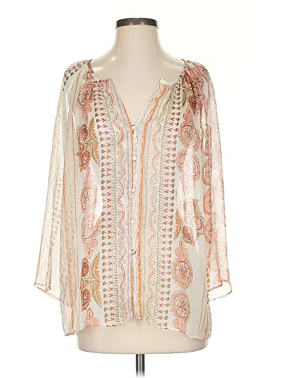 Pre-owned Honey Punch 3/4 Sleeve Blouse In White