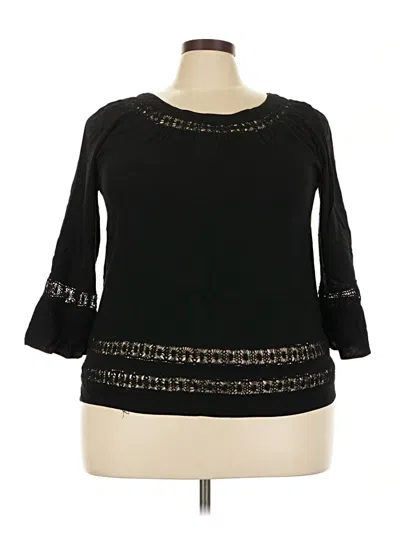 Pre-owned Honey Punch 3/4 Sleeve Top Black Boatneck Tops