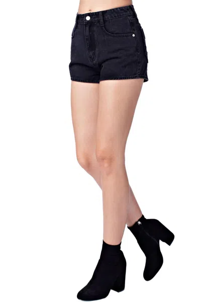 Honey Punch Be The Star High Waist Denim Short In Black