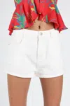 Honey Punch Be The Star High Waist Denim Short In White In White