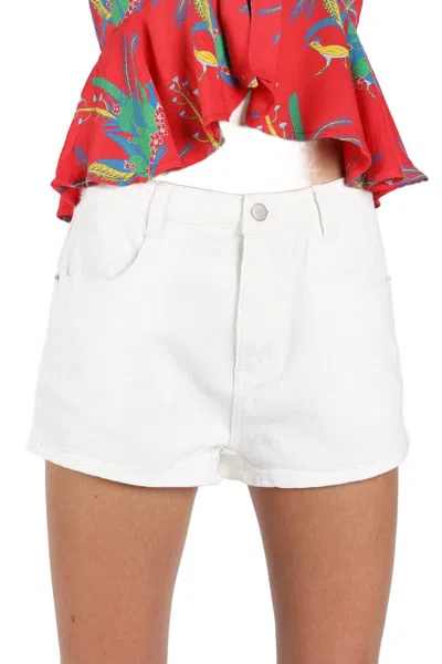 Honey Punch Be The Star High Waist Denim Short In White In Neutral