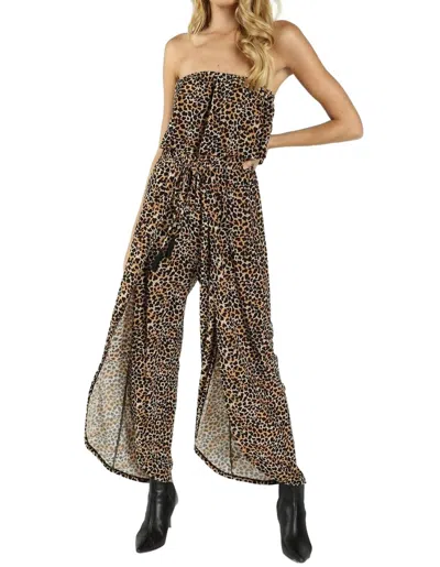 Honey Punch Born To Be Wild Leopard Jumpsuit In Brown Multi