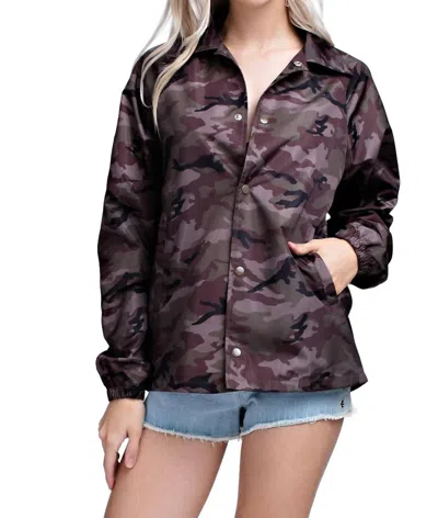 Honey Punch Camo Coaches Jacket In Gray In Multi