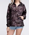 Honey Punch Camo Coaches Jacket In Gray In Grey
