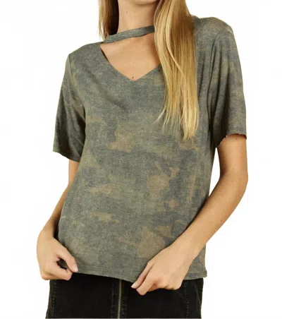 Honey Punch Choker Top In Camo In Green