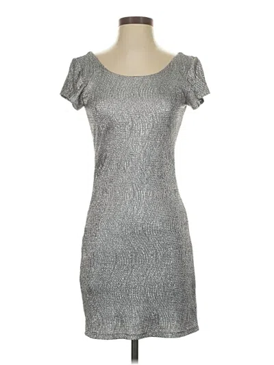 Pre-owned Honey Punch Cocktail Dress In Silver