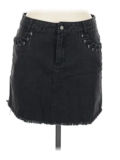 Pre-owned Honey Punch Denim Skirt In Black