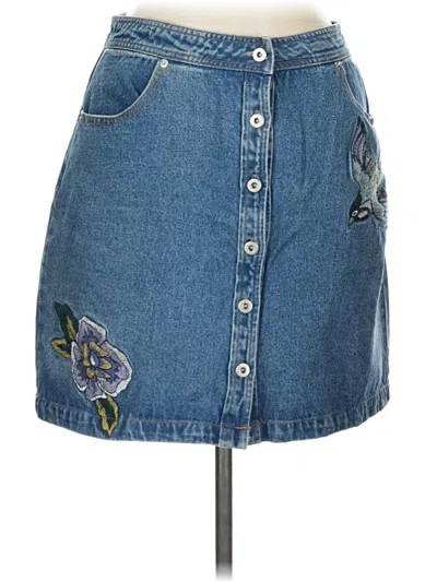 Pre-owned Honey Punch Denim Skirt In Blue